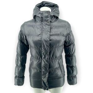 Marmot 650 Goose Down Fill Women’s Gray Full Zip Hooded Puffer Jacket Coat XS